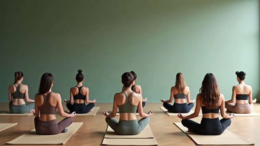Clase de meditación sentada frente a la pared salvia