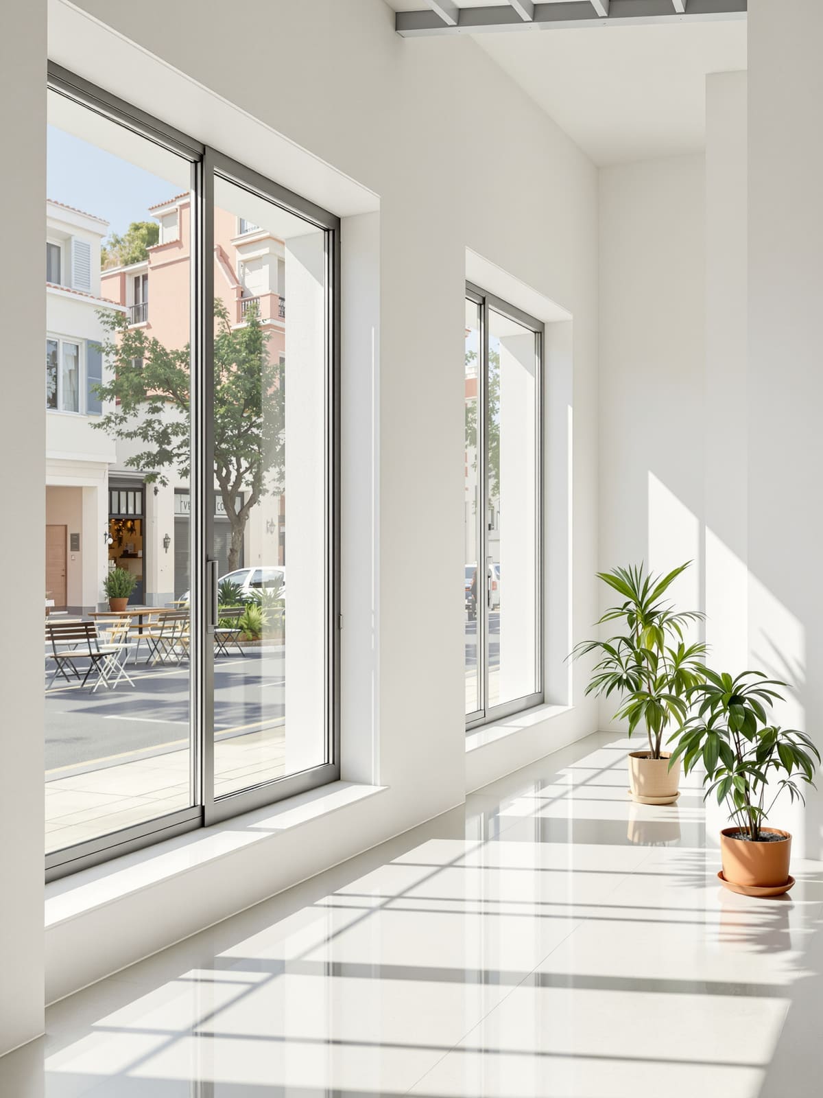 Local vacío y luminoso con grandes ventanales a la calle